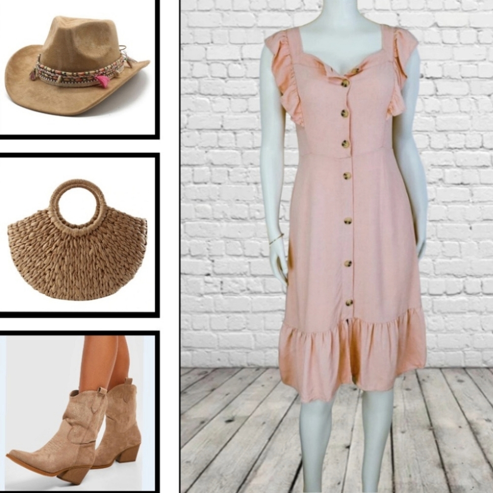 Medium Boho Dress with Front Buttons